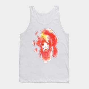 Fiery Watercolor Demon Girl Tank Top